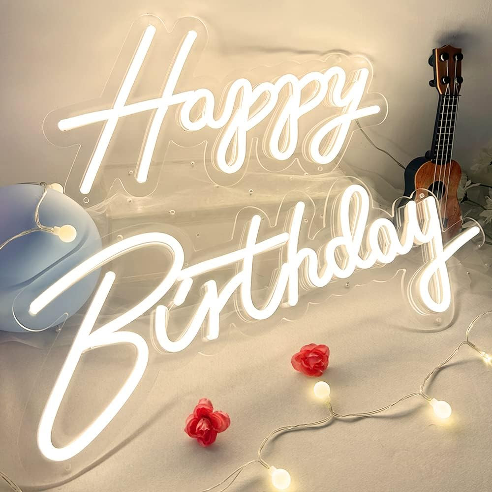 40″/23″ Happy Birthday Neon Sign Large – Happy Birthday Sign 12V – Happy Birthda