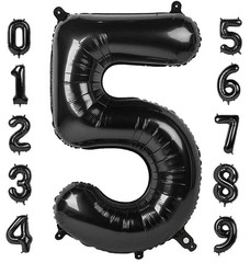 Balloon Numbers 40 Inch 5 Ballon for 5th Decorations, 15 25 35 50 Big Black N…