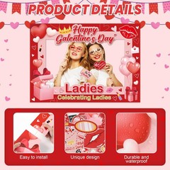 21 PCS Happy Galentine’s Day Photo Booth Props Funny Selfie Pink Party Decor