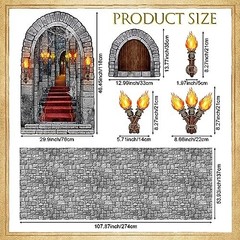 Medieval Knight Party Decorations Set – 13 Pcs with Tablecloths, Castle Door & S