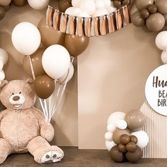 Beige Khaki Gingham Fabric Banner – Brown Teddy Bear Theme High Chair Banner …