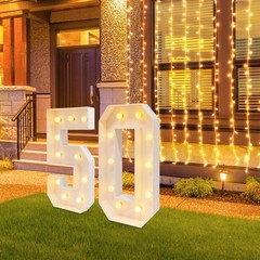 50 Light Up Numbers 100cm Mosaic Marquee Led Sign For 50th Birthday Decorations