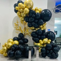 YMSZ Black and Gold Balloons, Black and Metallic Gold Balloons