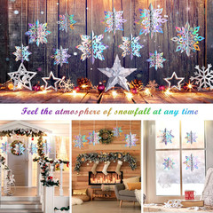 15Pcs Frozen 3D Hanging Snowflakes Decorations, Holographic Snowflakes Garland S