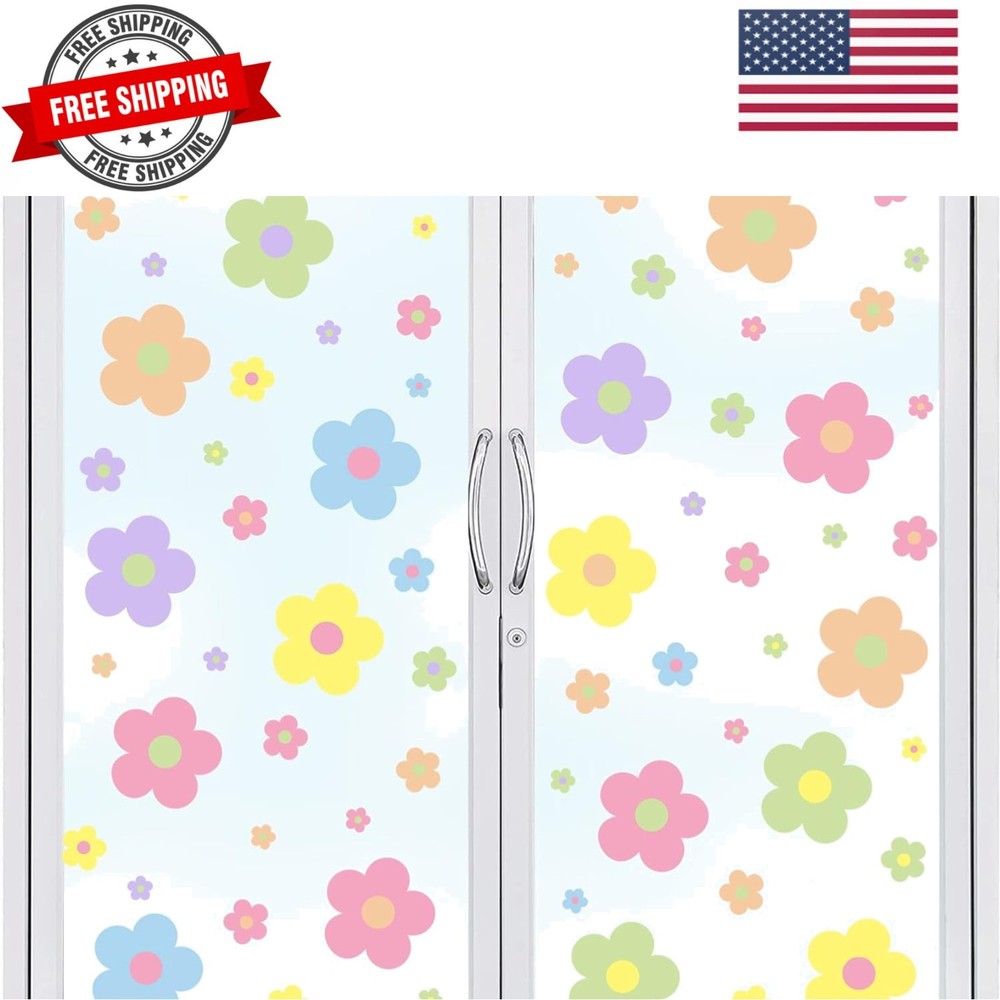 9 Sheets Spring Flowers Window Clings Back to School Colorful Flowers Windows…