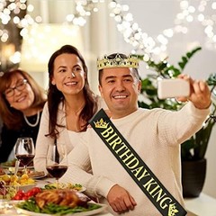 NA King Crown and Birthday Sash, Prom Decoration Gifts for Men (Gold-1)