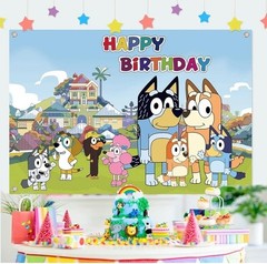 Bluey Sheepdog Happy Birthday Backdrop Kids Birthday Party Decoration 5x3ft