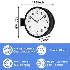 BESTIME 66289A 15-Inch Double Sided Aluminum Wall Clock.Minimalist Designed C…