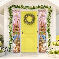 Happy Easter Decorations Easter Bunny Font Porch Weclome Sign Easter Rabbit Bann