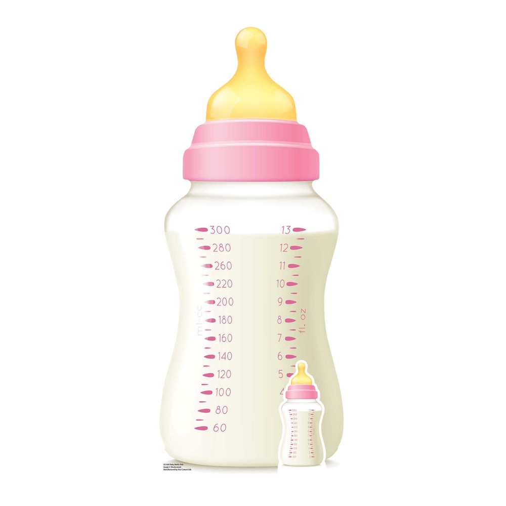 Baby Bottle Pink Cardboard Cutout with Free Mini Standee / Standup – Party