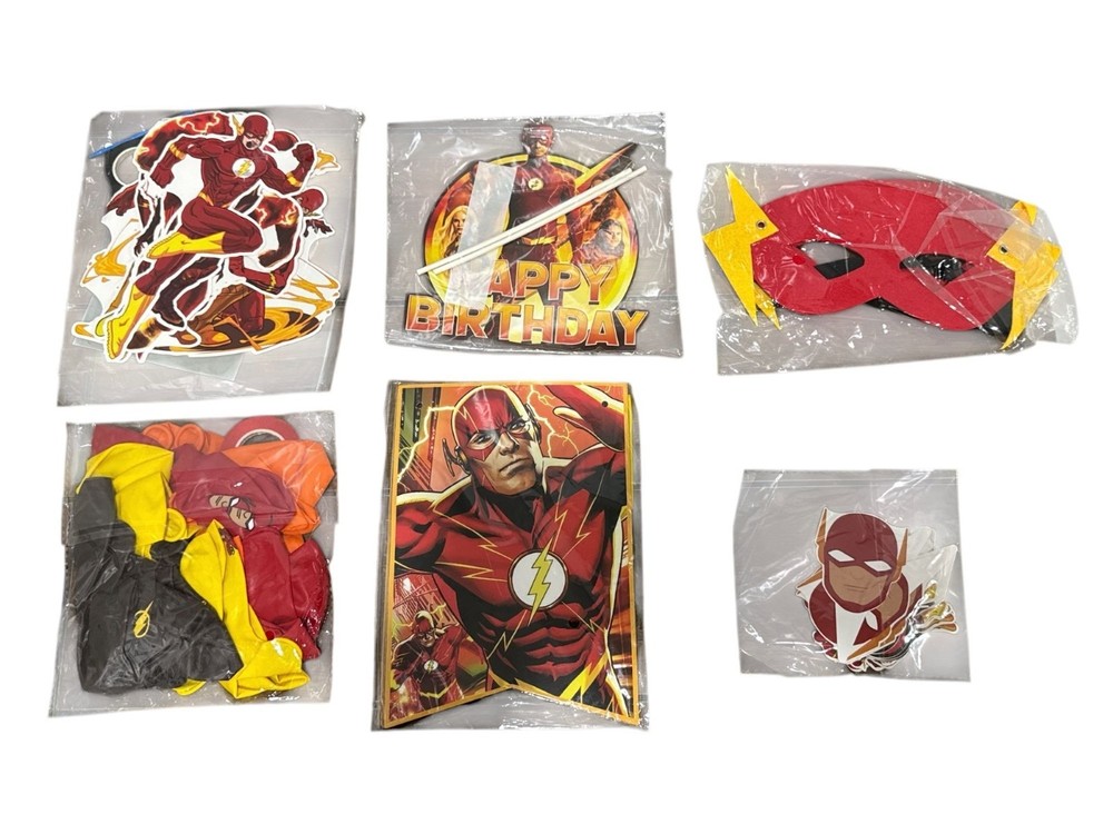 The Flash Birthday Party Decoration Set – Banner, Balloons, Cake Topper Mask & C