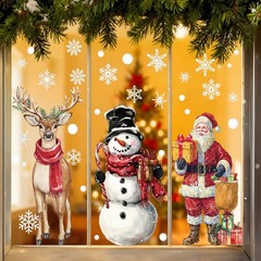 XZENTIRA Large Christmas Window Clings 3 Sheets Extra Santa Multicolor