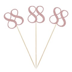 12 PCS Rose Gold 88th Glitter Birthday Centerpiece Stick Table Topper Decor