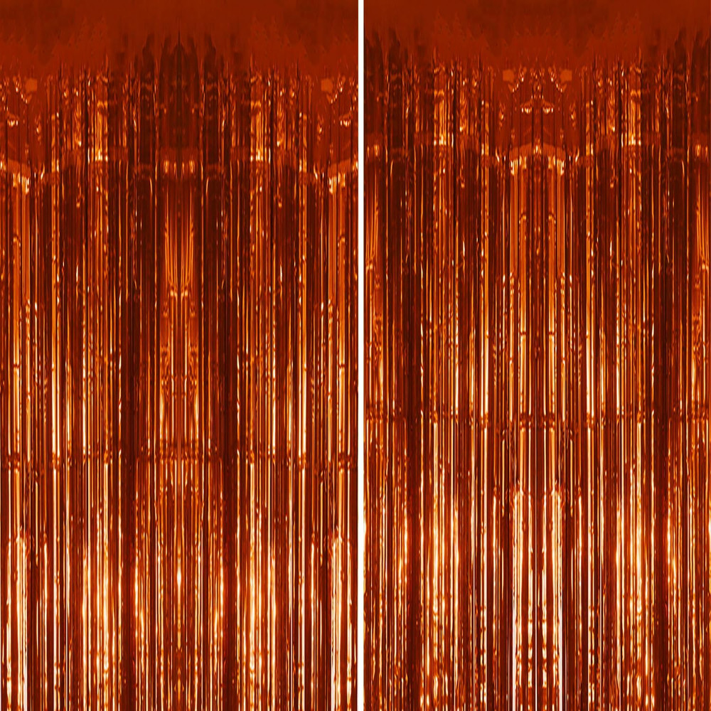 2 Pack Foil Fringe Backdrop – Bronze Shiny Tinsel Curtains for Party Decoration/