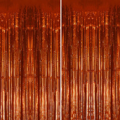 2 Pack Foil Fringe Backdrop – Bronze Shiny Tinsel Curtains for Party Decoration/