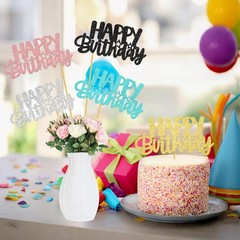 12Pcs Happy Birthday Centerpiece Sticks, Colorful Glitter Table Toppers, Sign