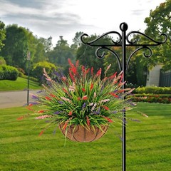 Artificial Faux Plants Flowers for Outdoor 12 Pcs, Red Pueple Pink