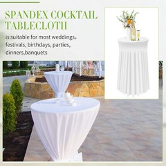 32 x 43 Inch Round Spandex Cocktail Tablecloths with 32 x 43 inch, White