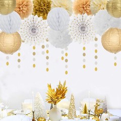 White Gold Party Decorations Streamers – 14pcs Christmas Wedding Engagement P…
