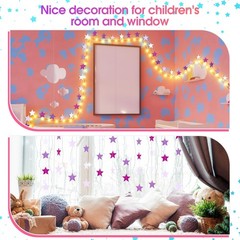 Patelai Glitter Star Garland Banner 2026 Graduation 130 feet, Purple,white