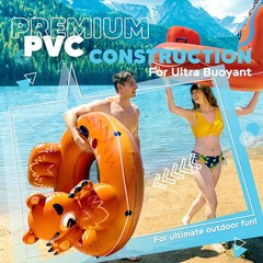 Angry Bear River Tube Inflatable – Heavy Duty Animal Themed Water Float for L…