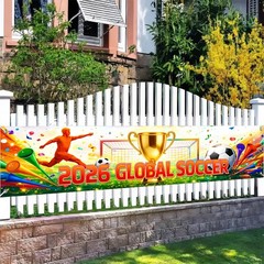 World Cup Party Decorations 118×20 Inches Football 2026 Soccer Party Banner Tour