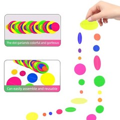 120feet UV Round Dot Paper Neon Garland Neon Streamers Neon Decorations Glow …