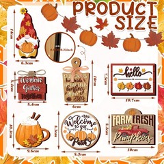 Set of 15 Fall Tiered Tray Decor Pumpkins Farmhouse Autumn (Bright Style)