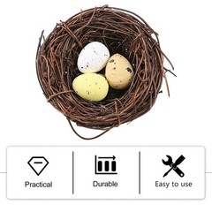 4Pcs Reusable Birds Nest Ornament with Eggs for Garden and Home