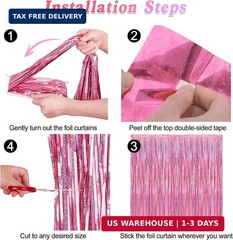 2 Pack Glitter Pink Backdrop, 3.28 FT x 7.05 FT Birthday Party Decorations, Lase