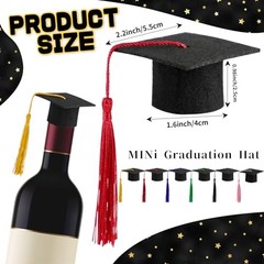12Pack Mini Graduation Caps with tassels Grad Hat Cake Wine Bottle Multicolor