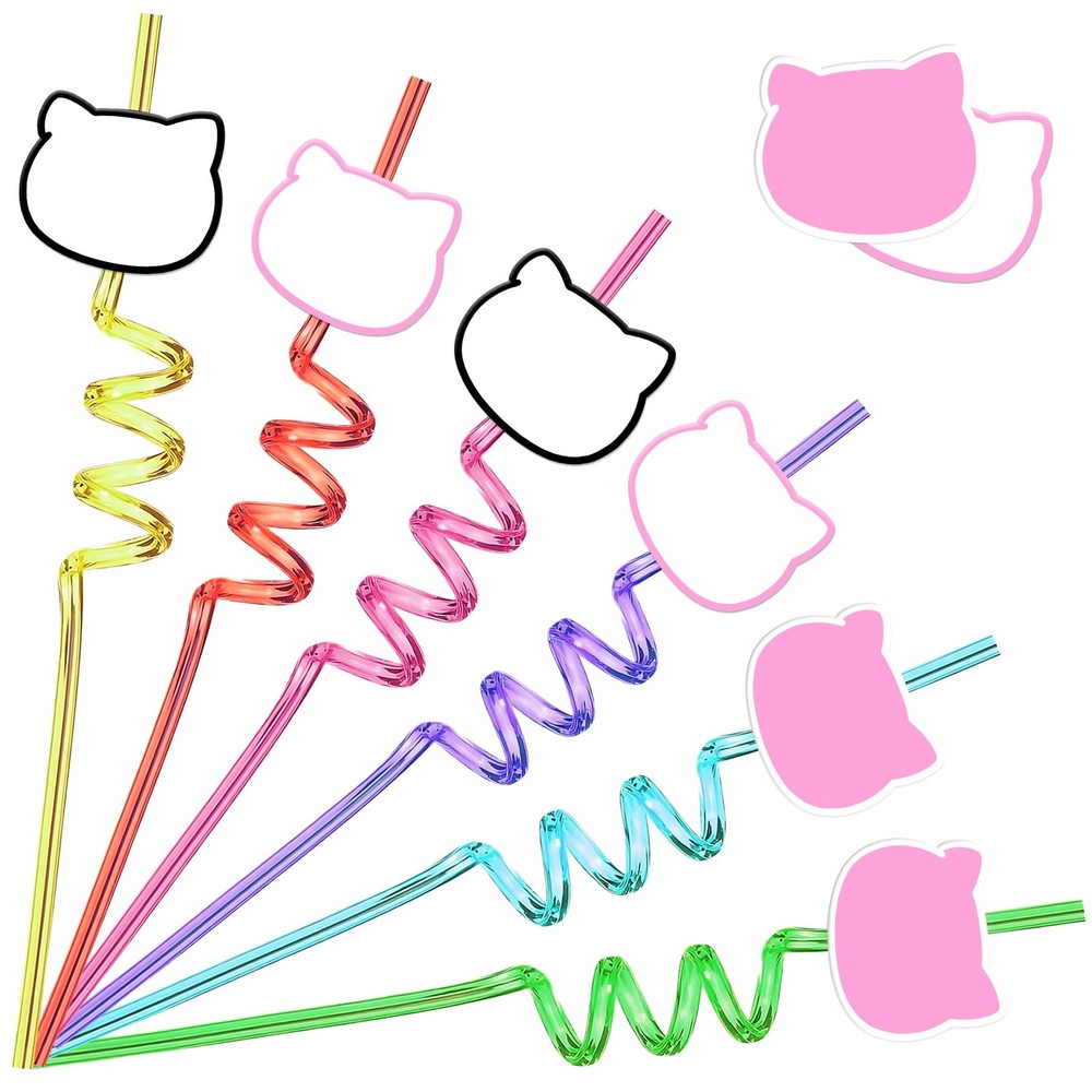 AMFZON 24 Kitty Birthday Party Large, Green Purple Red Pink Yellow Blue