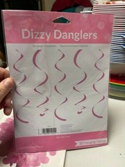 Creative Converting Candy Pink Dizzy Danglers 10ct Hanging Decoration New!!!