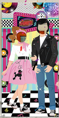 1950’s 2 Person Party Photo Backdrop with Poodle Skirt, Leather Jacket – NEW
