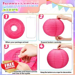 Retisee 12pk Neon Paper Lanterns Modern