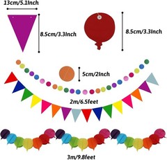Party Decorations, Colourful Rainbow Foil Fringe Curtain Fiesta Hanging Paper…