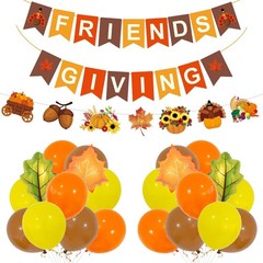 60Pcs Friendsgiving Decorations Banner Balloons for Friendsgiving Fall Home T…