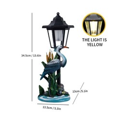 For Outdoor Solar Crane Statue with Warm LED Lantern 13.6in Height Resin