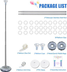 Balloon Column Stand Kit Set of 2, 7Ft Height Adjustable Balloon Arch Kit, Metal