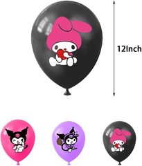 Kuromi & My Melody Birthday Party Decorate Supplies Balloon Banner Cake Toppers