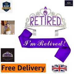 Elegant Purple & Silver Retirement Tiara & Sash Set – Perfect for Celebrations