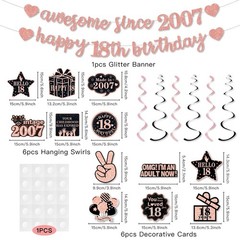 Pre-Strung 18th Birthday Banner Decorations for Girls, Glitter Happy 18th Bir…