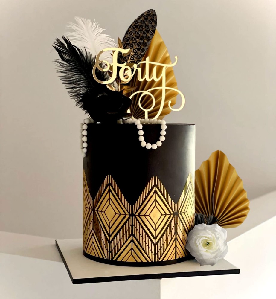 Feather Rose Gatsby Roaring 20s Prom Cake Decorations Topper Set