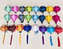 Set 24 pcs Vietnamese silk lanterns 10cm, string lanterns for wedding tent decor