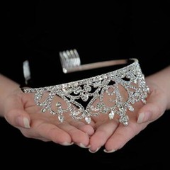 Sweet 16 Tiara 16th Birthday Party Accessories Supplies, Crown Silver (16 Heart)