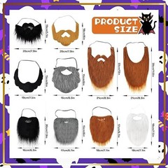 10 Pcs Fake Beards,Funny False Mustaches,Costume Beard Halloween for Adults and
