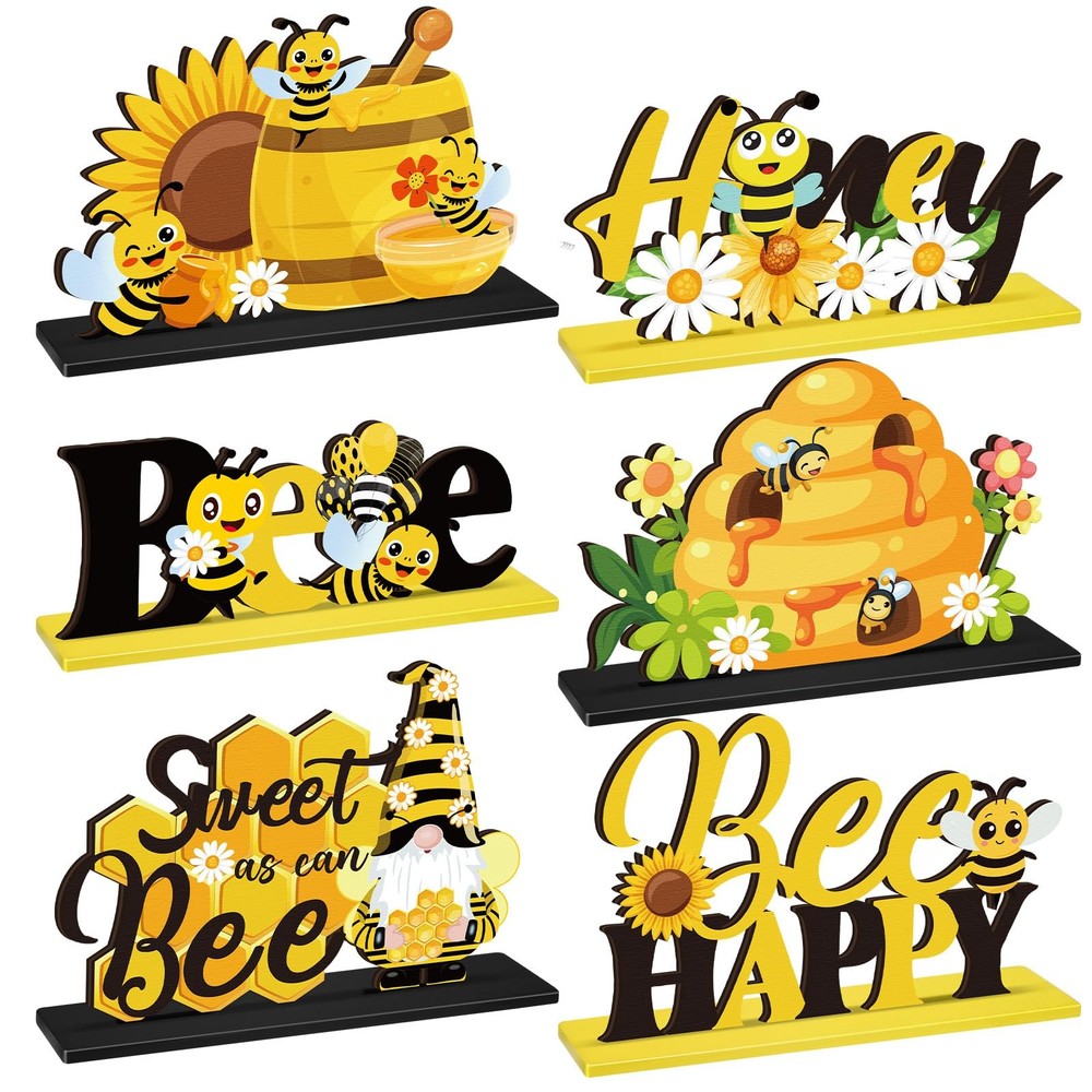 6 Pcs Bee Baby Wooden Centerpiece Honey Bee Baby Shower Decorations Wood Tabl…