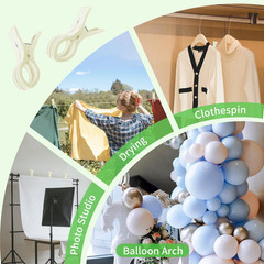 10 Pack Balloon Arch Clips for Backdrop, 3.5 Inch White Spring Clamp | Plastic B