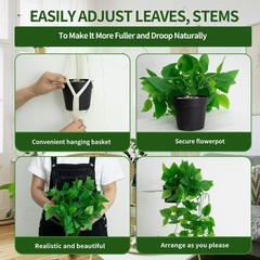 Freyalife Fake Hanging Plants for Room Decor,1pcs 39 inches, Green With Basin