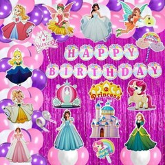 Birthday Decorations for Girls Curtain Balloon 71pcs Princess Garland Kit – CA